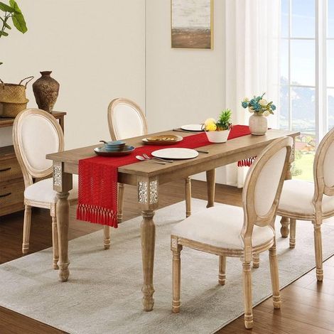 Camino de mesa,Camino de mesa estilo bohemio,Camino de mesa rosa,Decoración tejida estilo rústico para el hogar,Rojo,30240 cm (1/5)