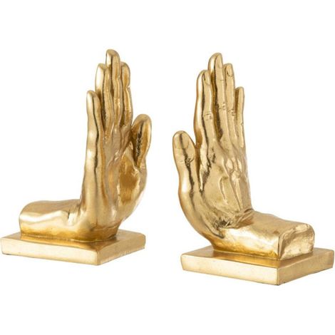 Lot de 2 Serre-Livres Design "Main" 22cm Or (1/3)