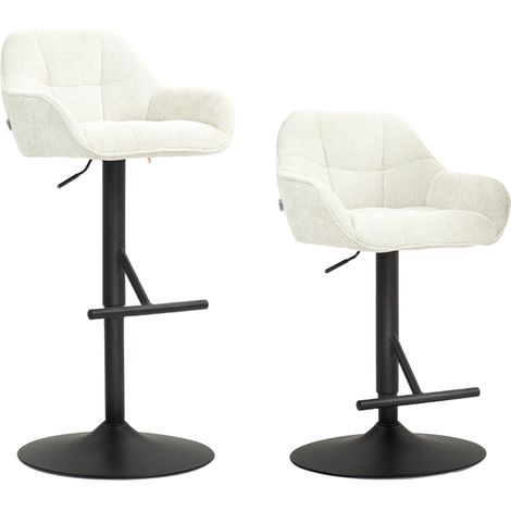 Lot de 2 tabourets de bar LILOU crème et noir (1/5)