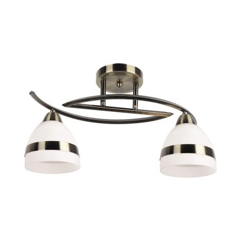 Lampe plafonnier Kaja Colar laiton patiné verre 2xE14