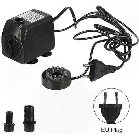 Pompe de fontaine submersible avec 12 LED lumineuses et câble d'alimentation, ultra silencieuse pour bassins et aquariums, débit réglable, kit de filtration inclus (1/5)
