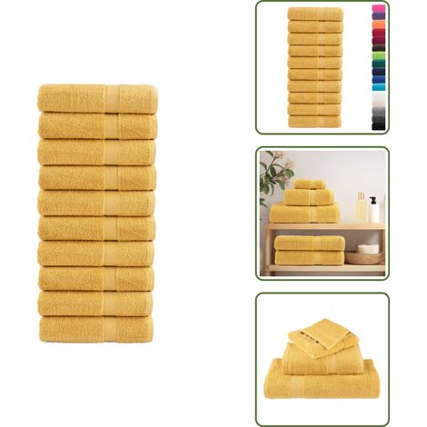 The Living Store Premium-Duschtücher SOLUND 10 Stk. Gold 70x140 cm 600 g/m² - Handtücher - Duschhandtücher - Badezimmertextilien - Badeset - Baumwolle (1/5)