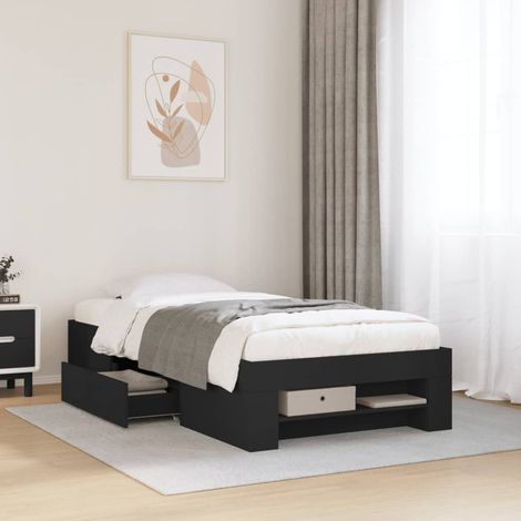 Bettgestell Schwarz 100x200 cm Holzwerkstoff