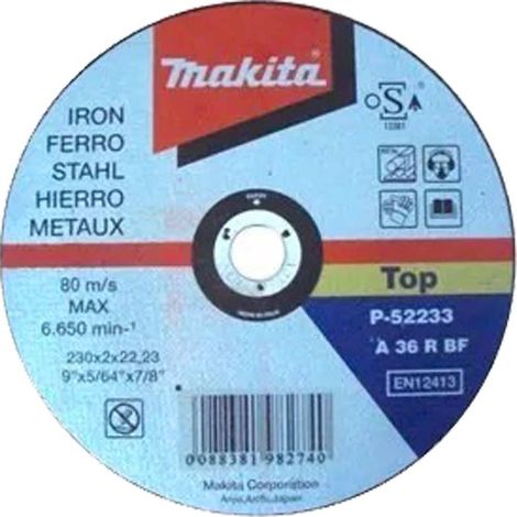 Makita – Disque à lamelles 230 mm – Découpe précise des métaux – Épaisseur 2 mm – Alésage 22,23 mm – Vitesse max 6650 tr/min – P52233 (1/2)