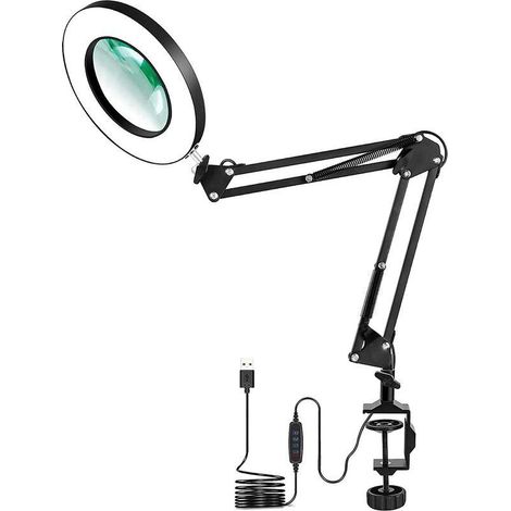 Lampe loupe LED avec fixation, lampe loupe éclairante avec grossissement 5/8/10x, lampe à bras articulé réglable (1/4)