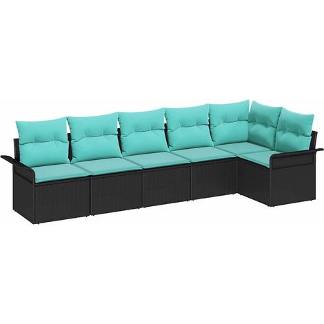 Garden Sofa Set with Storage 6 pcs Black Poly Rattan vidaXL