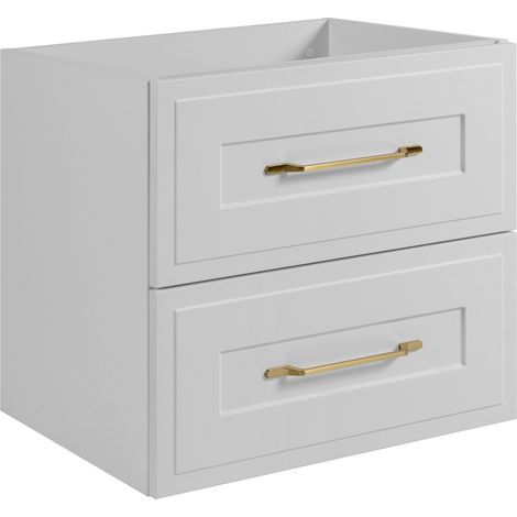 Furnidea - Meuble suspendu sous lavabo CLASSIC blanc 60 cm - 2 tiroirs, façades fraisées (1/5)