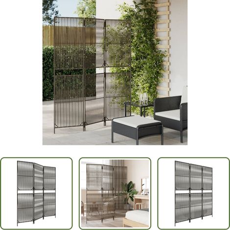 Poly Rattan - Paravent 3-tlg. Grau Poly Rattan (1/5)