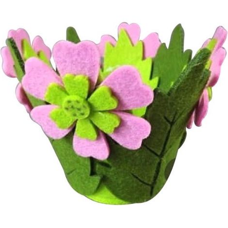 Coprivaso in feltro con fiori rosa (1/2)