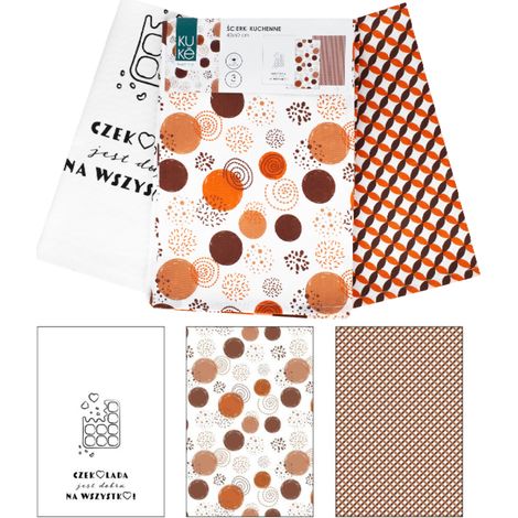 Set 3 panni cucina, 40x60, cioccolato Kuke, cotone Faro (1/4)