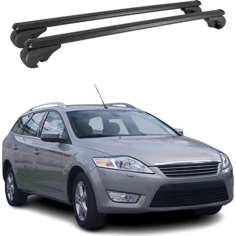 OMAC Aluminium Dachträger Querträger für Ford Mondeo III Kombi 2007-2010 Pre-FL – TÜV / DIN 75302:2019 – Abschließbar – Max. 75 kg – 2 Stangen Schwarz (1/5)