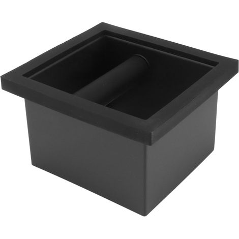 Boîte à marc de café carrée sans fond en caoutchouc noir PTFE et acier pour café (1/5)