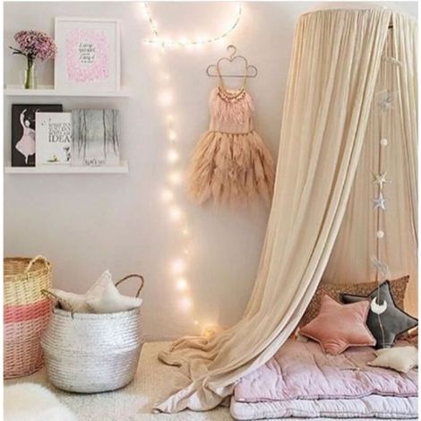 (Kaki) Baldacchino per letto per bambini, tende per letto, tenda da gioco per interni, decorazione per cameretta da principessa, zanzariera (Kaki)