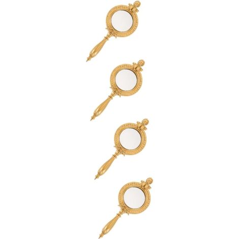 4 Pièces Miroir de Poche Vintage Résine Portable Miroir à Main Multifonction Compact pour Maquillage et Voyage Femme Élégant