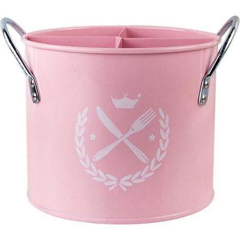 Porte-ustensiles en métal à 4 compartiments, style rustique, avec panier à baguettes et égouttoir à fourchettes. (1/5)
