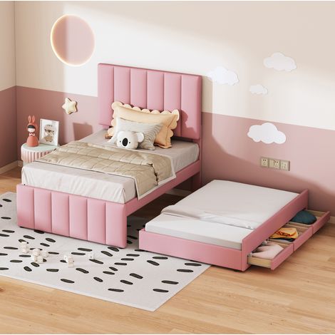 Bett Schlafbett mit Stauraum Rollbett 90x200 OKMYHOME (1/5)