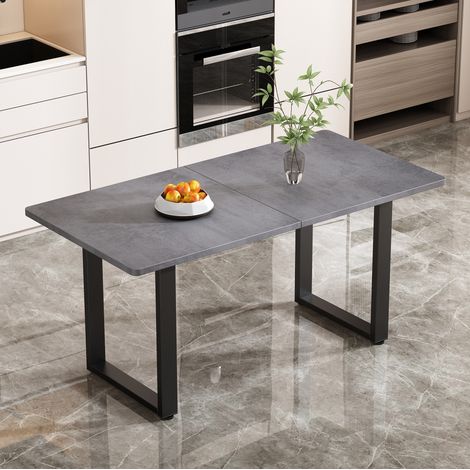 MEUBLIV Table à manger 140x70x75 cm gris et noir – plateau spacieux, montage rapide (1/5)