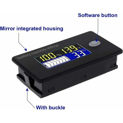 Testeur de Capacité de Batterie 12V-72V Moniteur de Voltmètre de Température Battery Tester avec Indicateur LCD Couleur (1/5)