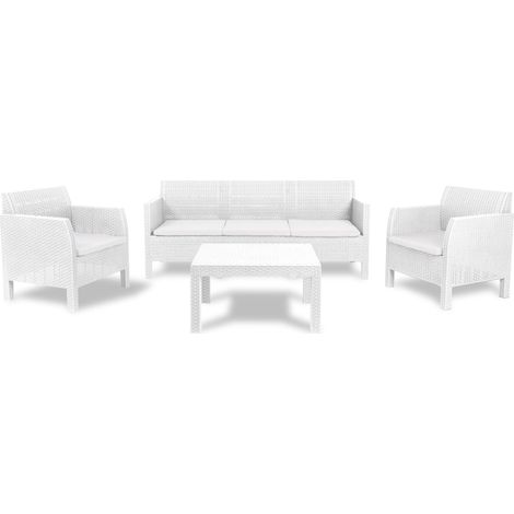 Toomax Set Salotto da giardino Matilde 5 posti antracite, in plastica resistente effetto rattan, 2 poltrone con schienale ergonomico, divano da 3 posti e tavolo, ideale per spazi esterni