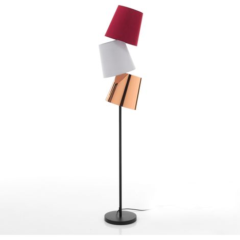 Lampada da terra a 3 luci in tessuto multicolore cm. H.162xL.33xP.25
