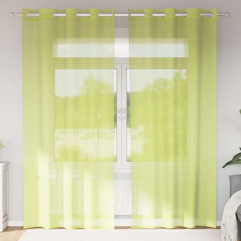 Voile Vorhänge mit Ösen 2 Stk. Apfelgrün 140x225 cm