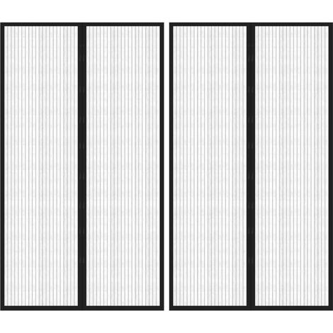 Fliegengitter-Türvorhänge 2 Stk. Magnet Schwarz 200x80 cm