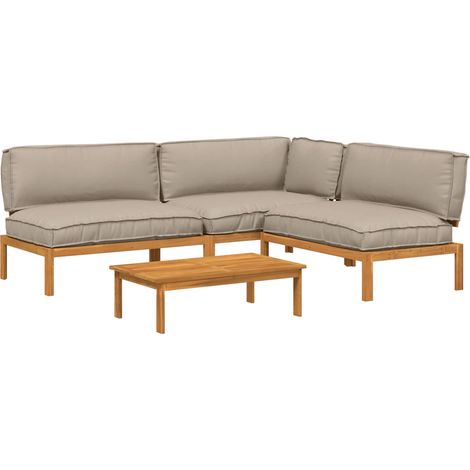 Ensemble de Canapés 4 pcs Taupe Bois d'Acacia Massif vidaXL (1/5)