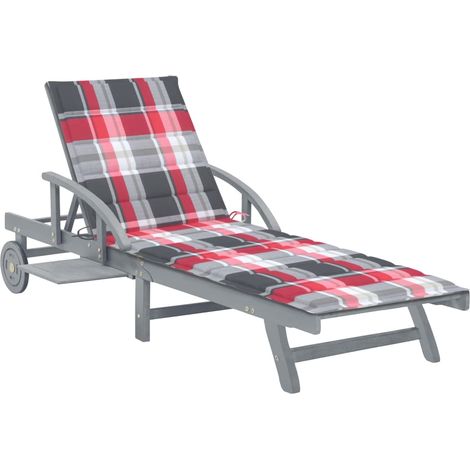 Chaise longue de jardin avec coussin Bois d'acacia solide 9 (1/5)