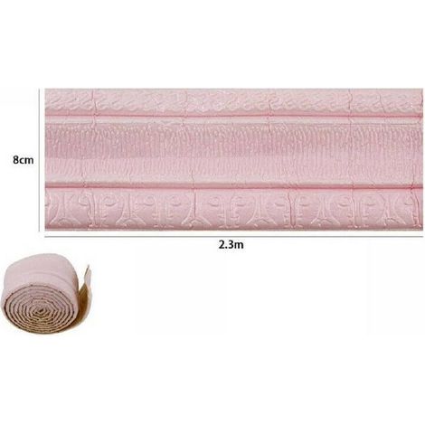 TRADE SHOP - Rotolo Carta Adesiva Per Parati Mobili Greca Stampa 3d Rosa 8 Cm X 2.3 Mt 69217 -