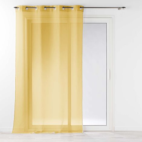 Voilage à oeillets 140 x 240 cm liseré blanc Louise Jaune miel (1/5)