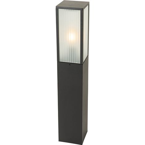 Stehende Außenleuchte schwarz mit geripptem Glas 80 cm IP44 - Charlois