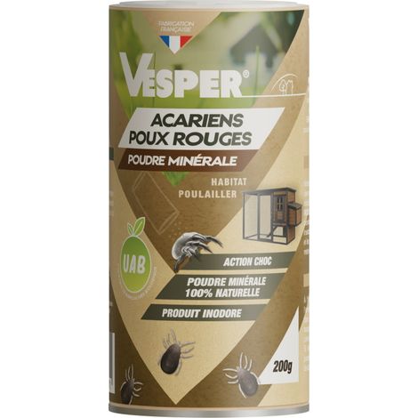 Polvo mineral para piojos/ácaros rojos 100% natural - 200 g - Inodoro Vesper