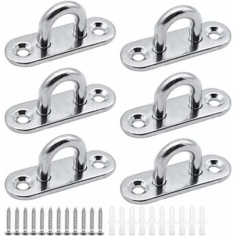 6 pièces plaques à œillets Plaque de Couverture en Acier Inoxydable Plaque de mât de 5mm Crochets de Fixation Robustes pour Crochets muraux chaises suspendues auvent Accessoires de Bateau etc (1/5)