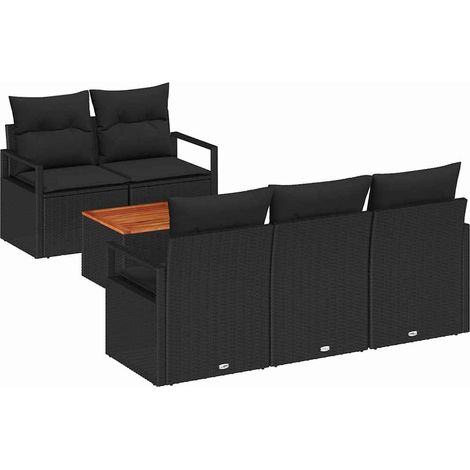 Maison Exclusive - Gartensofa-set mit Speicher 6 pcs Schwarz Poly