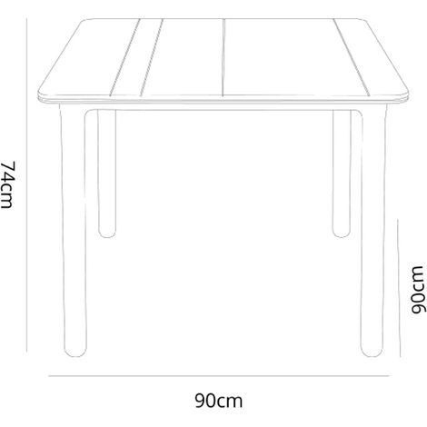 Garbar – Table carrée extérieure 90x90cm – Pied blanc – Polypropylène et fibre de verre – Résistante aux intempéries et UV – Pour 2 à 4 personnes