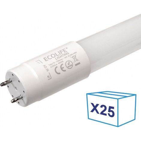 Pack de 25 Tubes LED en verre - T8 Ecolife Lighting - 1200mm - 18W - Blanc Neutre (1/3)