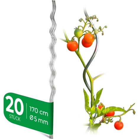 20 tuteurs à tomates spiralés, 170 cm x 5 mm Ø, galvanisés