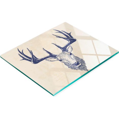 Tablero decorativo multifuncional de vidrio templado con forma de cabeza de ciervo, 60x52 cm.