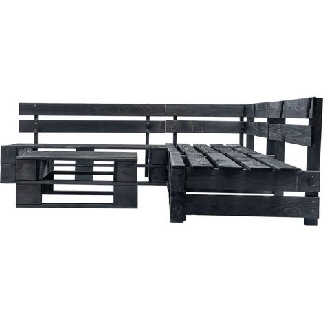 Maison Exclusive - 4-tlg. Garten-Lounge-Set aus Paletten Schwarz (1/3)