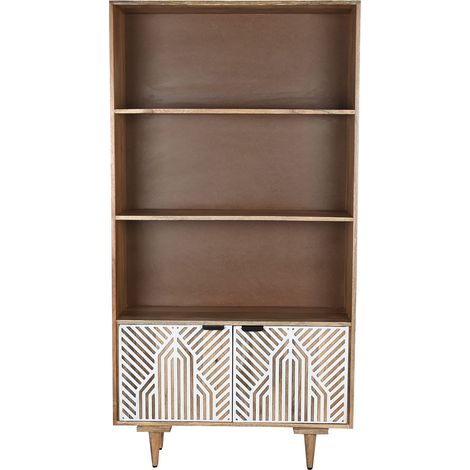 Etagère, meuble étagère en bois de manguier coloris naturel, blanc - longueur 90 x profondeur 35 x Hauteur 174 cm (1/5)