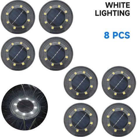Lampe solaire LED d'extérieur pour le contrôle de l'éclairage du sol Lampe de rue Patio Driveway Lawn Garden Decorative Light (Couleur : Blanc - 8 PCS) (1/5)