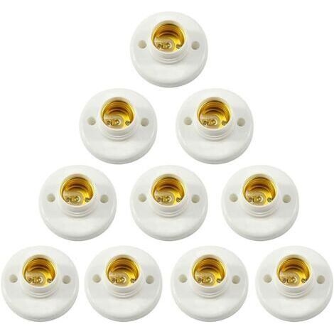 10Pcs E27 Support de Douille, Titulaire de Douille D'ampoule E27 E27 Douille à vis Ronde Plastique Support de Douille de Lampe à Vis D'ampoule Support Douille E27 Murale Plastique Pour plafonds muraux (1/4)