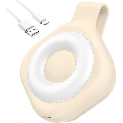 Wiederaufladbares magnetisches Nachtlicht für Abzeichen - 6 Helligkeitsstufen und 3 Farbmodi, beige.