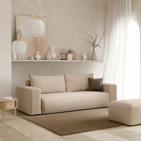 Canapé convertible 3 places coffre Bliss Beige (1/5)
