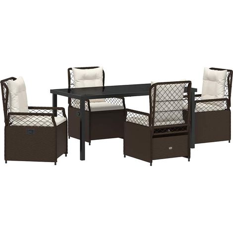 Maison Exclusive - Garten Essgruppe 5 pcs Braun Poly-Rattan (1/5)