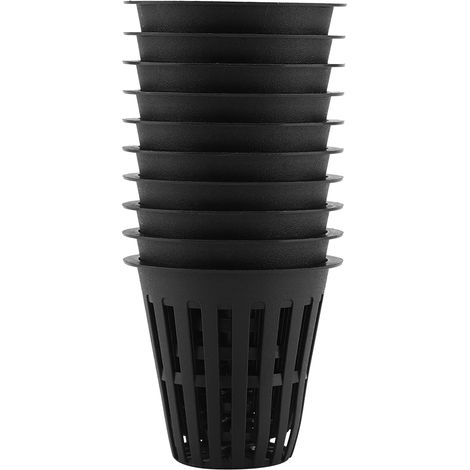Lot de 10 paniers hydroponiques en plastique durable et sûr pour la culture en jardin ou balcon (noir) (1/5)