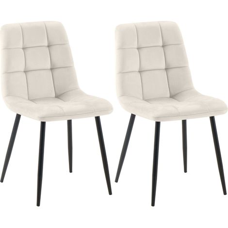 2er Set Esszimmerstuhl Tilde cremeweiß Samt (1/5)