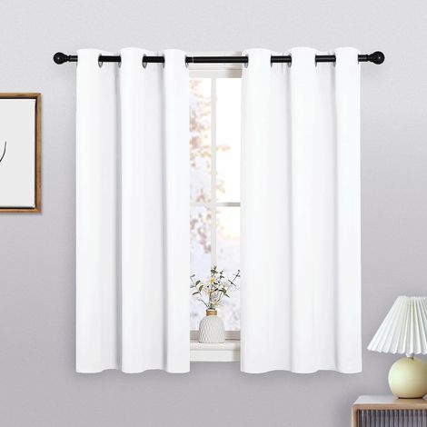 Set mit 2 weißen, wärmeisolierenden Verdunkelungsvorhängen für Schlafzimmer, Wohnzimmer und Homeoffice, Sichtschutz, 86,4 x 114,3 cm (1/5)