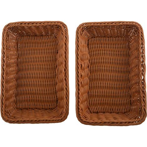 2 PièCes SéRies Panier Rectangulaire pour Table ou PréSentoir pour Pain, Fruits et LéGumes Paniers en Osier pour MarchéS, Boulangerie (1/5)
