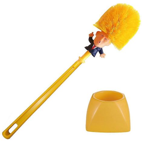 Rendez vos toilettes géniales à nouveau Brosse et cuvette de toilettes Trump - Outil de nettoyage de salle de bain humoristique et original avec support, cadeau farce (1/5)
